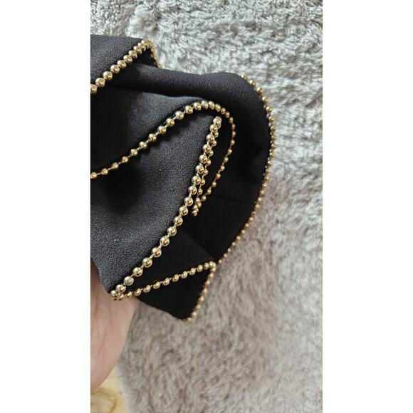 Calvin Klein Black‎ Sheath Pencil Dress with Bell Gold Bead Edge Sleeves Sz 4 Sm - Picture 4 of 6